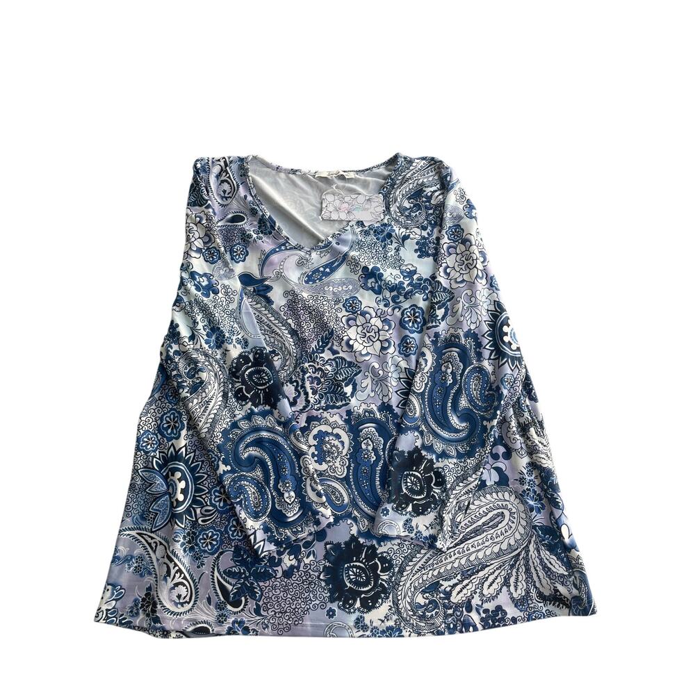 SAKURAFINA, PLUS SIZE 2X, WHITE, LONG SLEEVE GRAPHIC TOP
